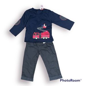 Toffee apple fire truck outfit